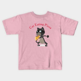 Cat Eating Pizza Kids T-Shirt